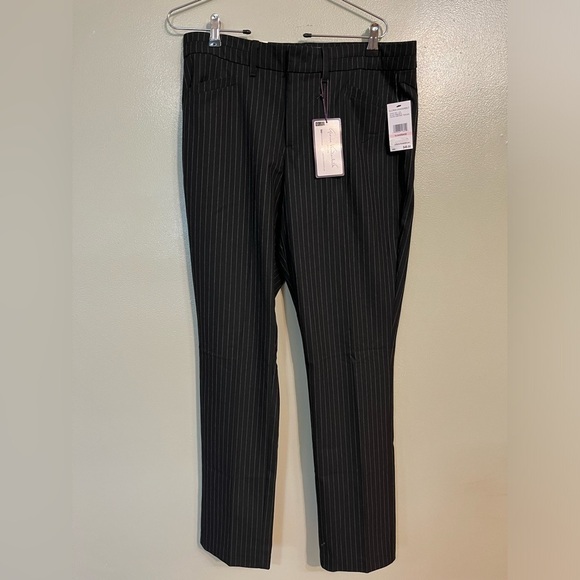 Gloria Vanderbilt Womens Black Micro flax Twill Haven Striped Trousers 10 New - Picture 1 of 14